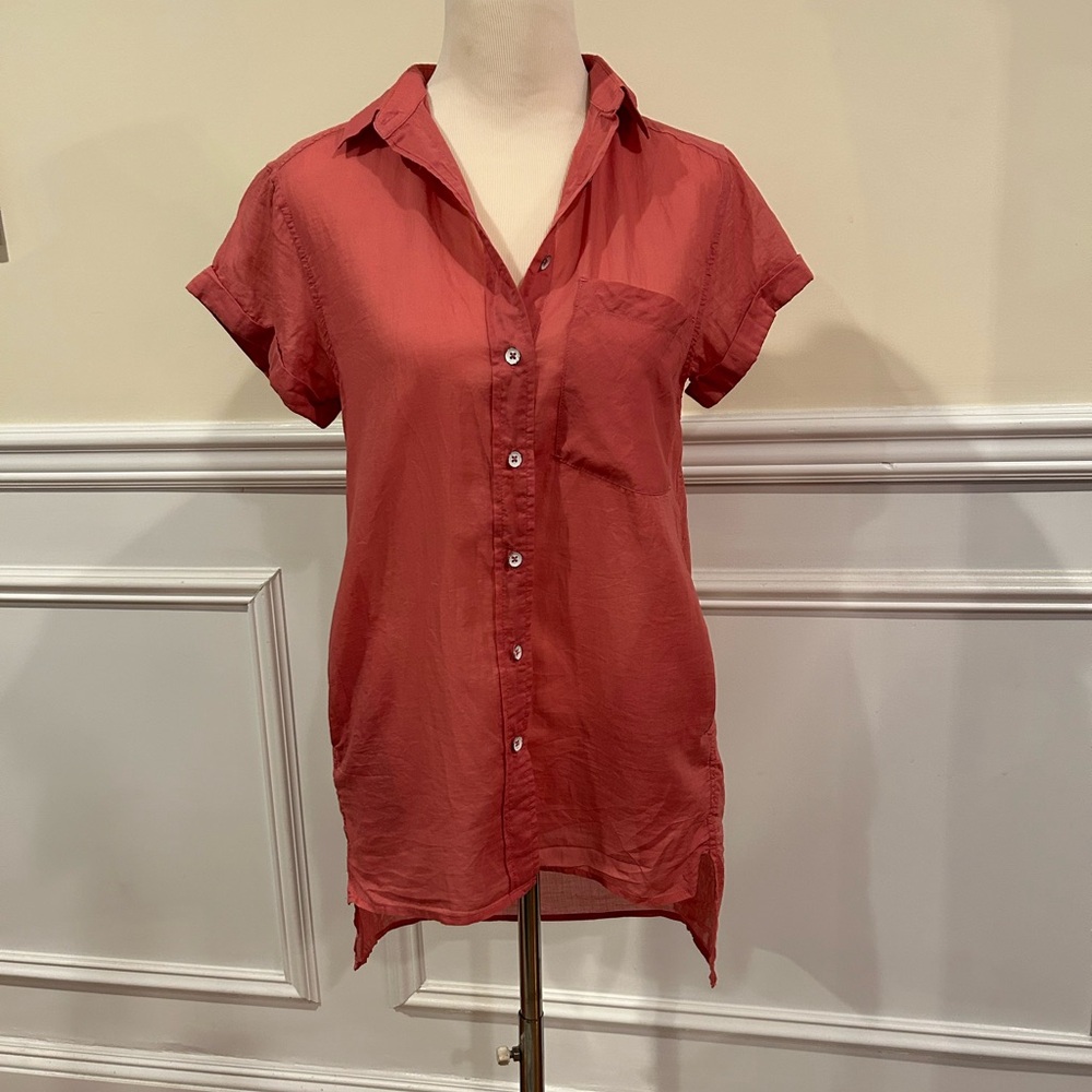 rag & bone Red Short Sleeve Button-Down Shirt
